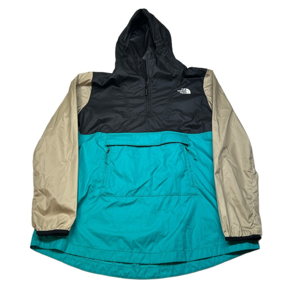 The North Face WindWall Pullover Anorak Jacket Womens Medium Teal Black Beige‎